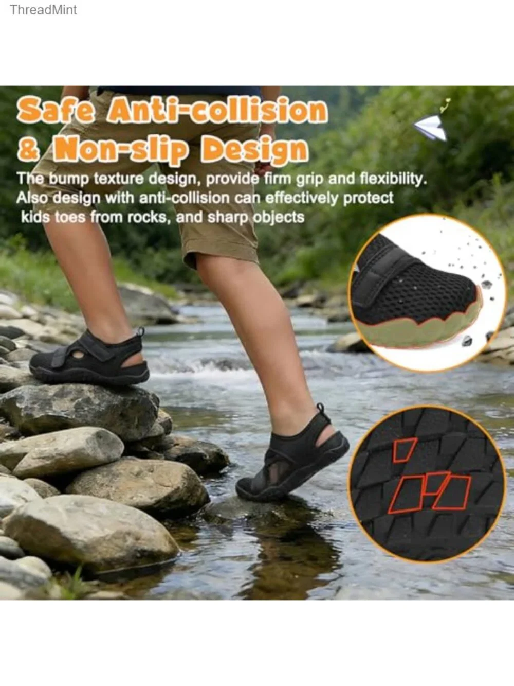 Kids Water Sandals Boys Girls Lightweight Non-slip Beach Swim Hiking Shoes